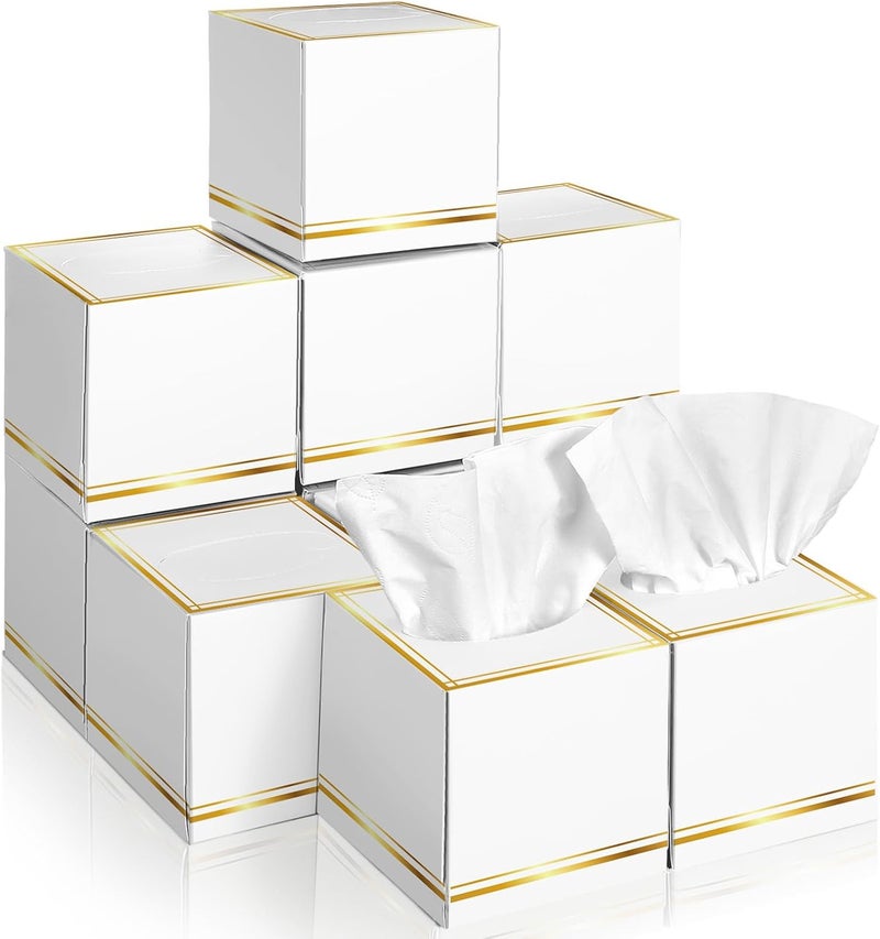 Fourluoo 12 Pack Facial Tissues Cube Boxes Face Box 600 Sheets 3 ply Soft Paper Square Tissues Bulk for Car Pocket Toilet Household Bedroom Family(White) - Image 1
